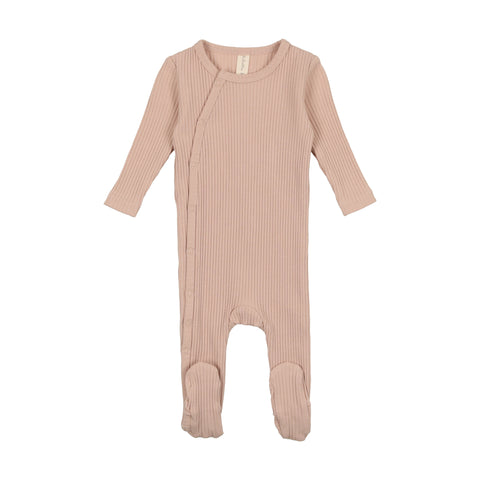 Lilette Side Snap Rib Footie Blush