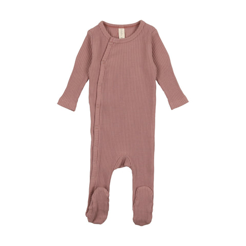 Lilette Side Snap Rib Footie Mauve