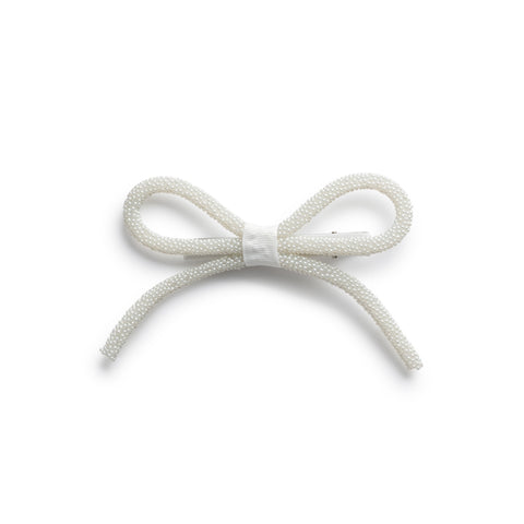 Halo Luxe White Sprinkle Pearl Bow Clip