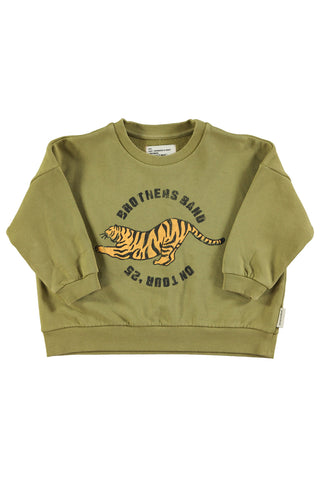 Piupiuchick Olive Green Tiger Print Sweatshirt