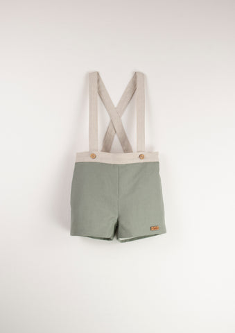 Popelin Green Dungarees With Straps