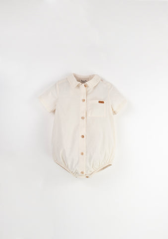 Popelin Off White Collar Suit Romper