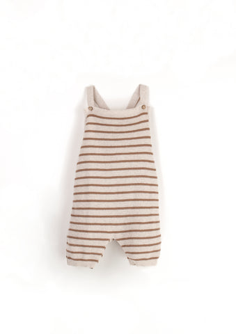 Popelin Brown Striped Knitted Dungarees