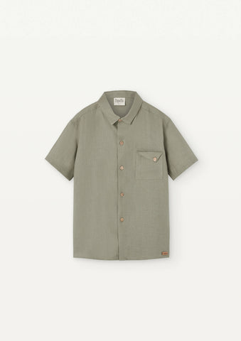Popelin Green Linen Collar Shirt