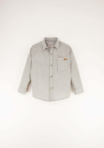 Popelin Off White Check Collar Shirt
