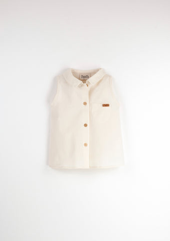 Popelin Off White Sleeveless Shirt
