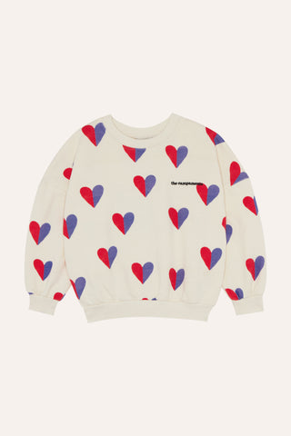 The Campamento Ecru Bicolor Hearts Kids Sweatshirt