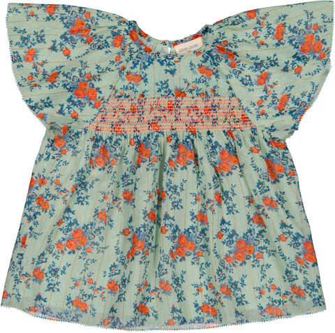 Louis Louise Blue Lurex Stripe Bouquet Tunic + Short Set