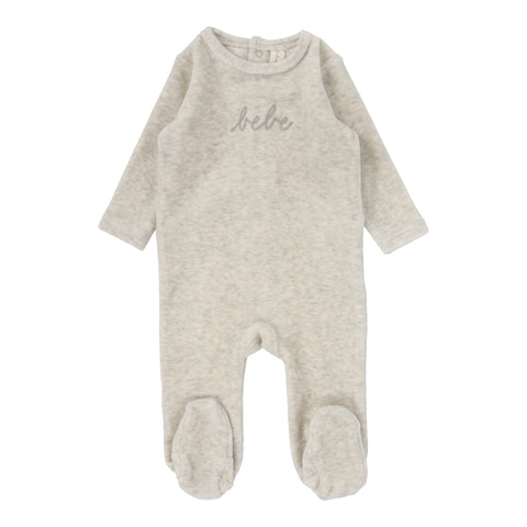Lilette Heather Oatmeal Velour Bebe Footie