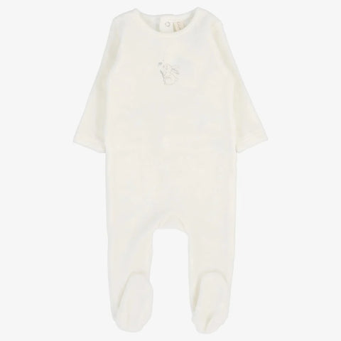 Lilette Winter White/Oat Velour Forest Graphic Footie