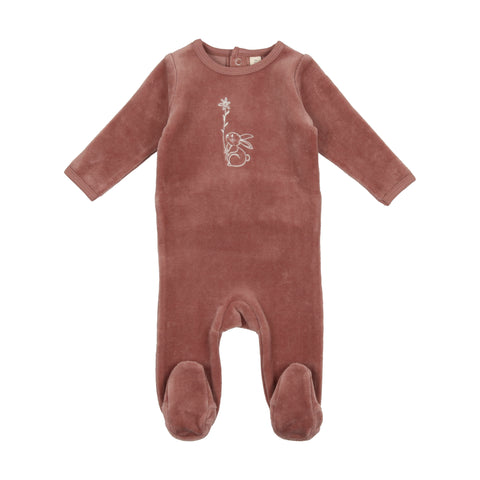 Lilette Rosewood Velour Bunny with Flower Footie