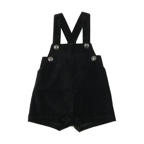 Lil Legs Black Velvet Overalls