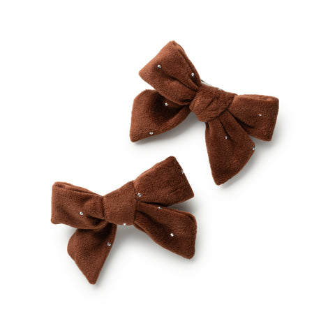 Halo Luxe Chocolate Vivienne Studded Velveteen Double Clip Set