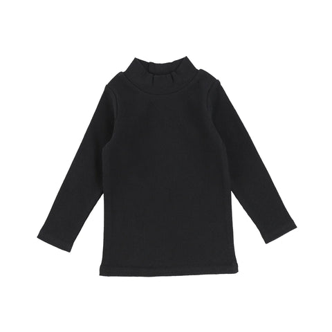 Lil Legs Black Ribbed Mock Neck