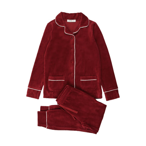 Coco Blanc Raspberry Velour Grandpa Pjs