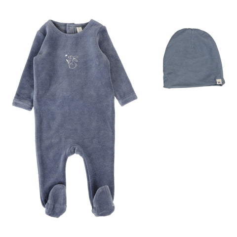 Lilette Slate Velour Forest Graphic Footie Set