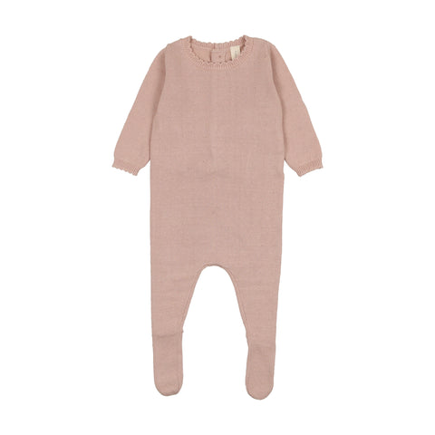 Lilette Pink Dotted Knit Footie