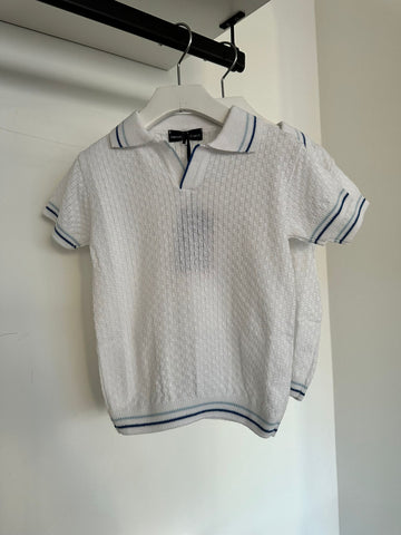 Manuel Frank White Textured Polo