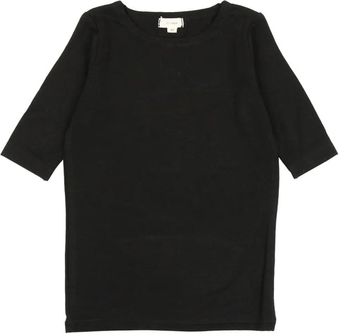 Lil Legs Black Three Quarter Sleeve Bamboo Tee