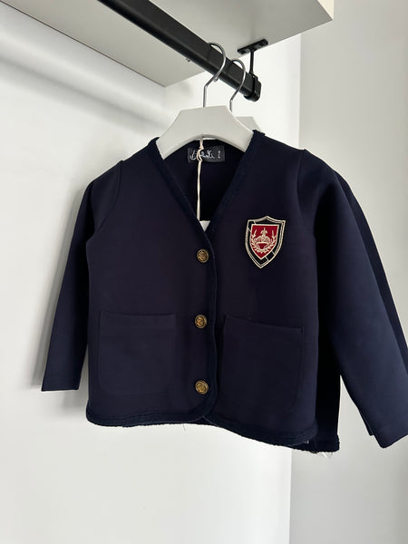 Belati Navy Jersey Emblem Collarless Jacket – Panda and Cub