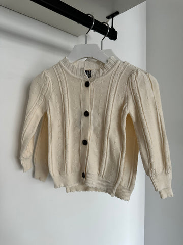 Belati Cream Ribbed Pointelle Cardigan
