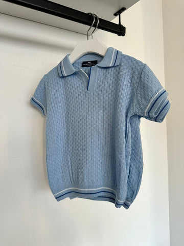 Manuel Frank Sky Blue Textured Polo