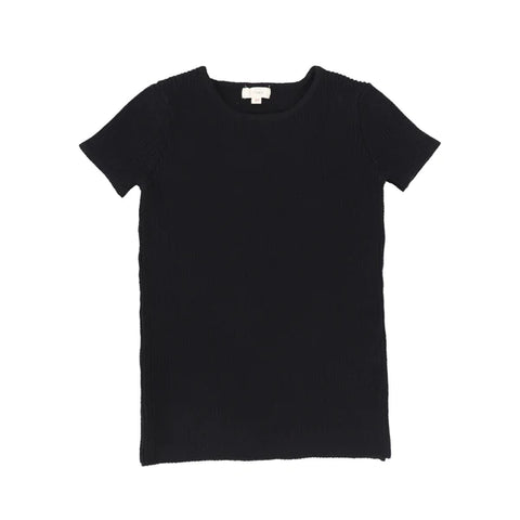 Lil Legs Black Short Sleeve Knit Crewneck Sweater