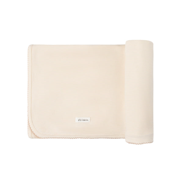 Ely's & Co Ivory/Blush embroidered Ginkgo Blanket