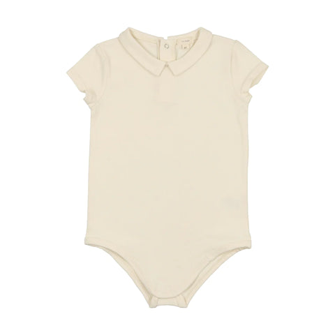 Lil Legs Cream Collar Short Sleeve Onesie