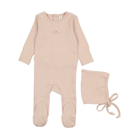 Lilette Pink Pointelle Circle Footie & Hat Set