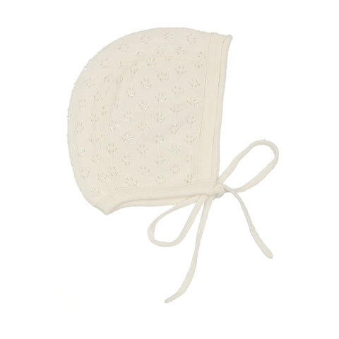 Lilette Winter White Pointelle Knit Bonnet