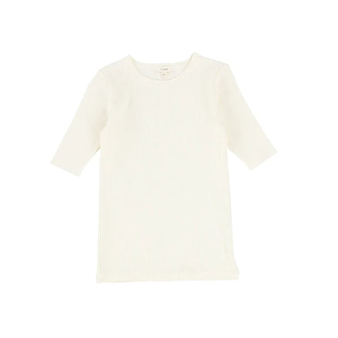 Lil Legs Ivory Ribbed Three Quarter Sleeves Tee