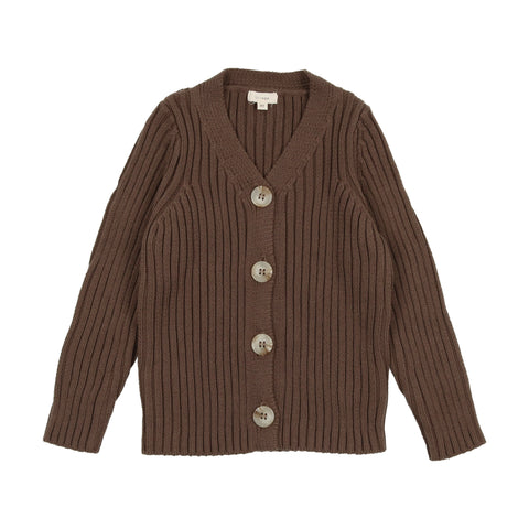 Lil Legs Brown Knit V Cardigan