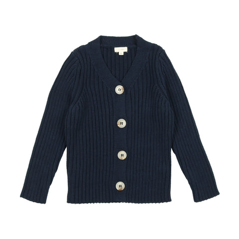 Lil Legs Navy Knit V Cardigan