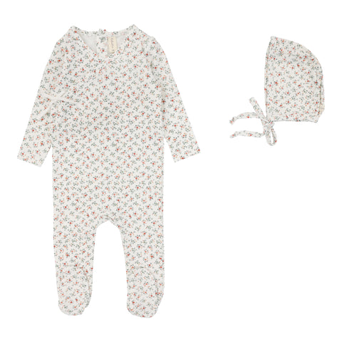 Lilette Winter White/Floral Bouquet Footie Set