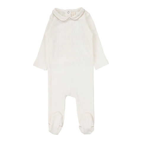 Lilette Winter White/Oat Edged Collar Footie