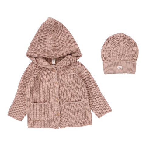 Lilette Dusty Pink Classic Chunky Cardigan Set