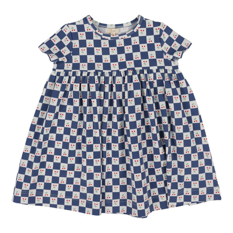 Lil Legs Checkered Tulip Print Short Sleeve Dress