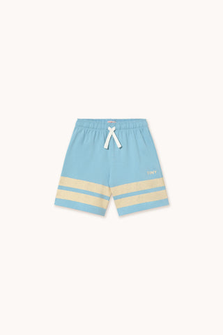 Tinycottons Dusty Blue Stripes Logo Shorts