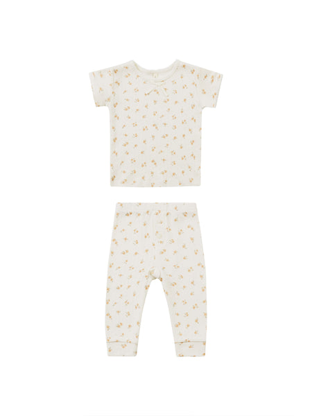 Quincy Mae Ditsy Melon Pointelle Tee + Legging Set