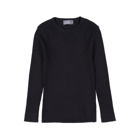 Belati Black Ultra Thin Rib Knit Sweater