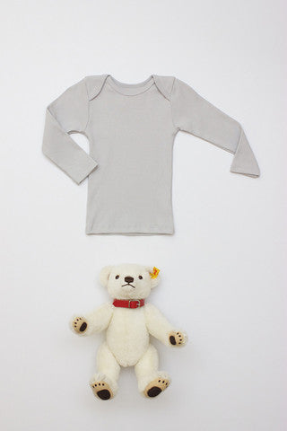 Flora and Henri Rib Lap Shoulder L/S Tee Pale Grey