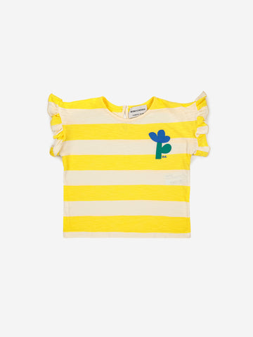 Bobo Choses Yellow Stripe Ruffle Baby T-Shirt