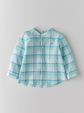 Nanos Baby Turquoise Plaid Long Sleeve Shirt