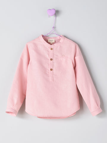 Nanos Pink Linen Blend Shirt