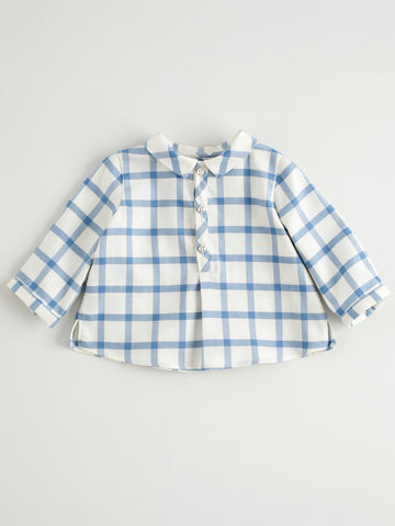 Nanos Blue Check Baby Shirt