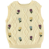 Coco Au Lait Baby Light Yellow Floral Vest + Diamond Knit Culotte Set