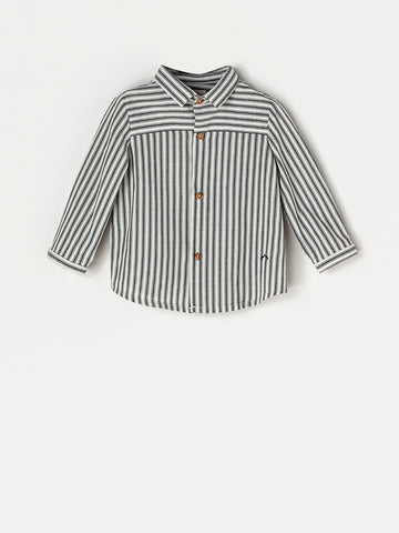Nanos Grey Stripe Collared Shirt