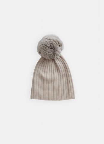 Belle Enfant Alabaster Fur Pompom Hat