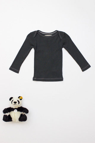 Flora and Henri Rib Lap Shoulder L/S Tee Charcoal